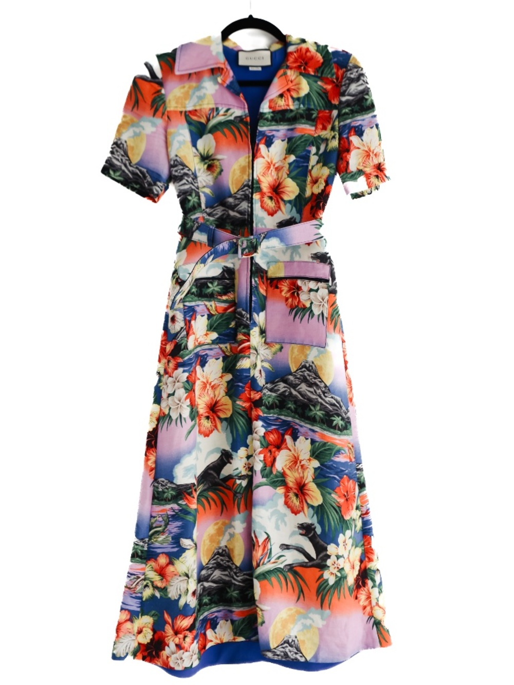 Gucci 2018 Hawaiian Linen Dress Tropical Beach Vacation Resort Tiki sz 4